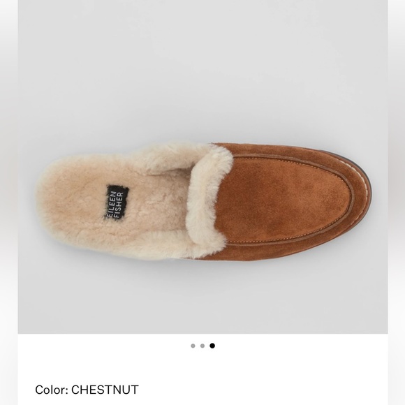 Eileen Fisher Suede Shearling Lamb Fur Slide Slip on Mules Brown - 7 - Picture 7 of 11
